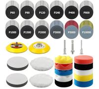 Lot de 200 disques de ponçage auto-agrippants 50 mm pour perceuses - Kit de | Gamme de grain 60 à 10 000, tampons de support inclus, kit de polissage de phare adapté pour le bois, les bijoux, le métal