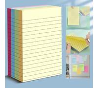 Lot de 200 feuilles de notes adhésives, 4 couleurs pastel, grand format ligné, coloré, super collant, adhésif puissant pour bureau et maison