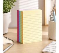 Lot de 200 feuilles de notes adhésives lignées 4 couleurs de 10,2 x 15,2 cm avec lignes pour bureau, école, étude, listes de choses à faire et rappels