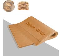Lot de 200 feuilles de papier sulfurisé de grande taille, 40 x 30 cm, papier sulfurisé non blanchi, prédécoupé, marron pour la cuisson de cookies, pain, viande, pizza