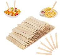 Lot de 200 fourchettes à frites, jetables, en bois naturel, biodégradables | Pour pique-nique, camping, fête, anniversaire, 85 mm