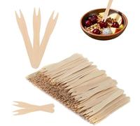 Lot de 200 fourchettes en bouleau jetables - Fourchettes à frites en bois naturel biologique - Pour les fêtes, le camping et les pique-niques - Couleur bois