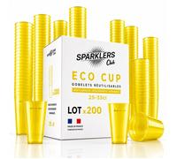 - Lot de 200 Gobelets Reutilisables 25cl (33cl a ras-bord) - Polypropylene (PP) alimentaire rigide - CompatiblJauneLot de 200