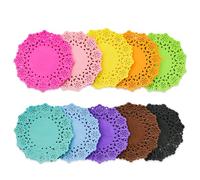Lot de 200 mini napperons ronds en papier coloré de 7,6 cm pour tables, artisanat, fête de mariage et décoration de table