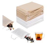 Lot de 200 sachets à thé jetables avec cordon de serrage, sachets de thé pour thé en vrac (6 x 8 cm)