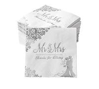Lot de 200 serviettes de table jetables pour réception, mariage, fiançailles, fête prénuptiale - Argenté