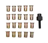 Lot de 21 écrous à rivets aveugles avec ceinture de rangement pour M3 à m10, écrous en fer galvanisé et tête de rechange pour pince à riveter manuelle, kit d'outils pratique pour réparation et montage
