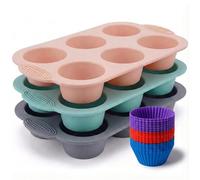 Lot de 21 Moule Muffin Silicone,18Anti-adhésif Moule Cupcake,3 plateaux à muffins en silicone,Moule mini muffin Pour Cupcakes,fondant chocolat,Aperitif,Mini tartelette,Plaque à patisserie