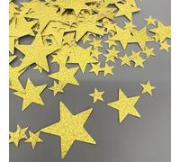 Lot de 210 confettis en forme d'étoile de Noël - 3 tailles - Étoiles dorées - Décoration de table - Étoiles dorées - 3 cm - Pour Noël, anniversaire, Nouvel An - Doré
