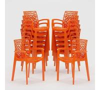 lot de 22 chaises Gruvyer Arm Grand Soleil en polypropylène poli avec accoudoirs - Orange