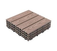 Lot de 22 dalles de terrasse en WPC - Aspect bois - Carreaux de sol à clipser - En plastique - 30 x 30 cm - Découpables - Avec drainage - Pour jardin, balcon, terrasse