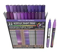 Lot de 22 Marqueurs de Peinture Acrylique - Pointe Extra Fine de 0,7 mm - Pour Peinture sur Pierre, Verre, Bois, Métal, Plastique, Toile - Bricolage - Non Toxique - À Base d'Eau - Séchage