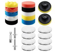 Lot de 23 tampons de polissage de 80 mm pour voiture, embouts de polissage pour visseuse sans fil, pour polisseuse sans fil, pour polisseuse, meulage, cirage (80 mm - Lot de 23)