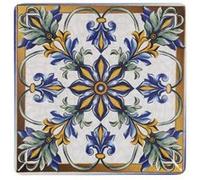 Lot de 24 assiettes à pain carrés FLORA , assiettes plates pour entrées desserts en porcelaine imprimée multicolore - Dimensions: 16 x 16 x 2 cm Multicolore G