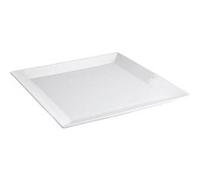 Lot de 24 Assiettes Plates Carrées LEA, plat à service à pâtes desserts en Porcelaine Blanche - Longueur 24 x largeur 24 x hauteur 2,5 cm - VISIODIRECT - G