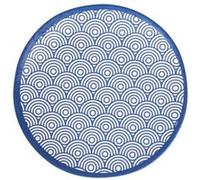 Lot de 24 assiettes rondes YABA 212g , plat de service raffiné en porcelaine bleu foncé en style japonais - diamètre 22 x hauteur 1,5 cm