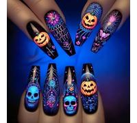 Lot de 24 autocollants à presser pour Halloween avec squelettes étranges, citrouilles amusantes et chauve-souris spectre