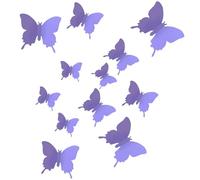 Lot de 24 Autocollants Muraux Papillons Bleu-Violet, Stickers 3D en 3 Tailles pour Décoration de Chambre Bébé et Fille, Déco Murale Papillon Amovible pour Pépinière
