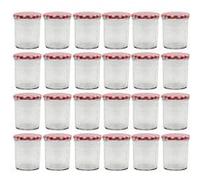 Lot de 24 bocaux hermétiques pour conservation de confiture, bocal pot en verre avec couvercle, capacité 185 ml - Diamètre 7 x Hauteur 8.5 cm -JUANIO- Transparent G