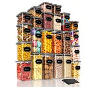 Lot de 24 boîtes de conservation avec couvercle | Boîtes épaisses pour céréales, noix, thé, café, riz et snacks | Anti-poussière | Idéales pour l'organisation de la cuisine et le stockage à long terme
