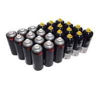 Lot De 24 Bombes De Peinture Mtn - Noir Goudron Et Chrome - 400ml