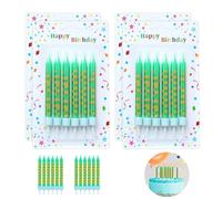 Lot de 24 bougies d'anniversaire pixels,à thème pixel rétro,bougies de gâteau pour décoration de fête d'anniversaire,convient pour anniversaire,remise de diplôme,mariage et célébrations(Vert)
