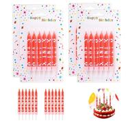 Lot de 24 bougies d'anniversaire pixels,à thème pixel rétro,bougies de gâteau pour décoration de fête d'anniversaire,convient pour anniversaire,remise de diplôme,mariage et célébrations(Rouge)