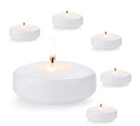 Lot de 24 bougies flottantes blanches de 7,6 cm - Cire anti-goutte non parfumée - 13 à 15 heures de combustion - Bougies de fête de mariage - Pour centres de table - Convient pour vases cylindriques,