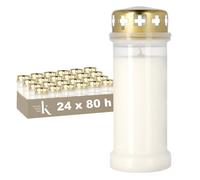 [Lot de 24] Bougies funéraire extérieure traditionnelle 6 jours - KRISTEN - 100% Végétale - Blanc