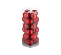 Lot de 24 boules de Noël rouge mate brillant/pailleté polypropylène