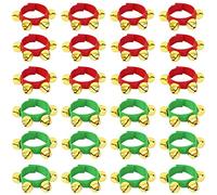 Lot de 24 bracelets de Noël avec clochettes et grelots - Instruments de musique - Fournitures de fête pour enfants - Décoration de fête (12 pièces rouges et 12 vertes)