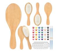 Lot De 24 Brosses À Cheveux En Bois DIY, Brosse À Cheveux En Bois À Peindre, Kit Créatif De Peigne À Peindre, Salon De Coiffure Pour Amateurs De Loisirs Créatifs Femmes Adultes Débutantes