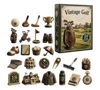 Lot de 24 calendriers de Noël 24 jours 2D en acrylique | Golf Themed Christmas Countdown, 24 Flat 2D Acrylic Pendant Ornements, Sports Lover Tree Decor with Hanging String