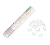Lot de 24 canons à confettis avec papillons 20 cm x 24 pièces - Hauteur d'effet 5 à 8 m - Canon à confettis pour mariage, baptême, fête - Tireur de pluie à confettis - Bombe à confettis - Blanc