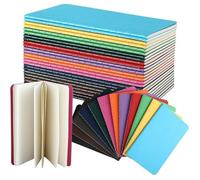 Lot de 24 carnets de notes A6 vierges - 12 couleurs - 14 x 9 cm - 48 pages - Couverture en papier kraft - Petits cahiers l'école