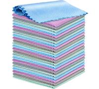 Lot de 24 chiffons de nettoyage miracle en forme d'écailles de poisson, faciles à nettoyer, nanométrique, chiffon de nettoyage en microfibre, non pelucheux, serviette de polissage pour verre à vin,