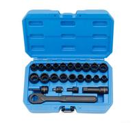 Lot de 24 clés à douille avec têtes hexagonales et 12 pans métriques 10 mm, 19 mm et 3/8" 7/8" pour une utilisation à cliquet standard