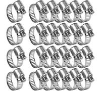 Lot de 24 colliers de serrage réglables en acier inoxydable 13-19 mm pour tuyau d'eau, tuyau de piscine, applications de jardin
