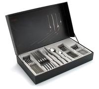 Lot de 24 couverts en acier inoxydable Trento, 6 cuillères, 6 fourchettes, 6 couteaux, 6 cuillères à dessert