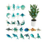 Lot de 24 dauphins de Noël en acrylique 2D pour l'Avent 2026 | Décoration d'animaux de Noël pour vacances, fête d'anniversaire, maison, bureau, école, dortoir, porte, fenêtre, arbre