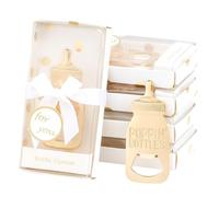 Lot de 24 décapsuleurs dorés pour fête prénatale, cadeaux, décorations, souvenirs, décapsuleurs Poppin avec boîte cadeau exquise utilisée pour révéler le sexe des invités (blanc, 24)