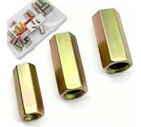 Lot de 24 écrous d'accouplement hexagonaux de 0,6 cm à 20, 0,8 cm à 18, 1 cm-16 (3 tailles), connecteurs de tige filetés plaqués zinc pour tige à filetage complet, boulons à œil, ancrage cale