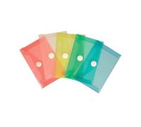 Lot de 24 enveloppes pour cartes de visite avec bouton, format 10 x 6,2 cm, polypropylène avec fermeture à pression, couleurs assorties