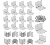 Lot de 24 Équerres d'Angle Équerres de Fixation Inox en Forme de L, Équerre D'assemblage Angle Droit Support Équerre 90 Degrés en Acier Inoxydable Avec 96 Vis