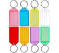 Lot de 24 étiquettes porte-clés en plastique robuste avec fenêtre d'étiquette à anneau fendu, couleurs assorties