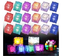 Lot de 24 Glaçon Lumineux LED, Bacs à Glaçons, Glaçons Lumineux Au Néon, Jouet de Bain, Glaçons LED Multicolores à Clignotement, pour Champagne Tour, Fête, Club, Barre, Décoration de Mariage, Festival