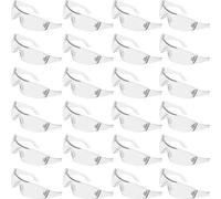 Lot de 24 lunettes de sécurité - Verres transparents et pont nasal en caoutchouc pour un bon maintien - Protection anti-rayures pour un usage professionnel