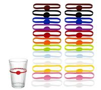 Lot de 24 marqueurs de verre réutilisables en silicone pour bar, fête, cocktail, champagne, boissons, 8*0.6cm, Silicone, no