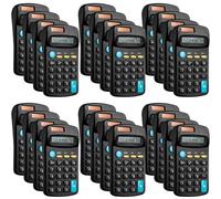 Lot de 24 mini calculatrices de poche noires pour étudiants inclinés à 8 chiffres avec batterie solaire double alimentation pour étudiants, enfants, maison et bureau