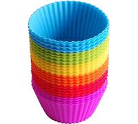 Lot de 24 moules à muffins réutilisables en silicone de 9,2 cm, anti-adhésifs et faciles à nettoyer, outils de pâtisserie colorés pour cupcakes et puddings Yorkshire zuvo